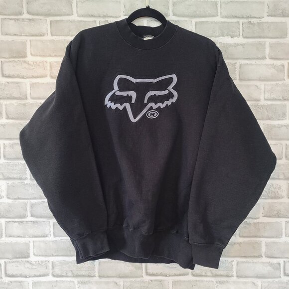 Vintage 90s Fox Racing Sweatshirt Fruit of the Loom USA Large Embroidered